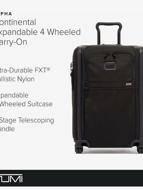 Tumi Black Expandable 4-Wheel Carry-On Spinner